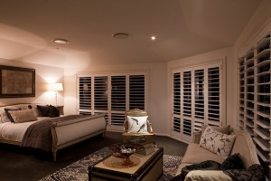 Plantation Shutters in Master Bedroom