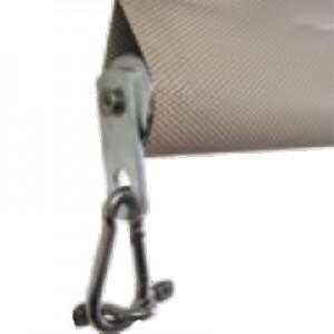tensioned vertical straight drop awning stainless steel clip lockdown in fabric pocket